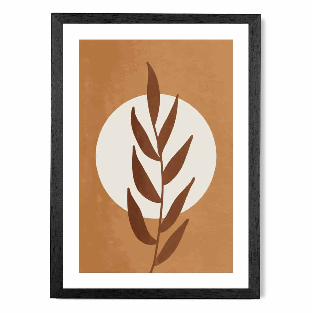 Boho Botanical Orange, Beige Leaf Art Print | Wall Art Plaza