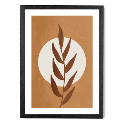 Boho Botanical Orange, Beige Leaf Art Print | Wall Art Plaza