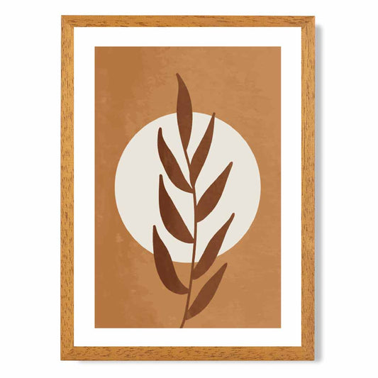 Boho Botanical Orange, Beige Leaf Art Print | Wall Art Plaza