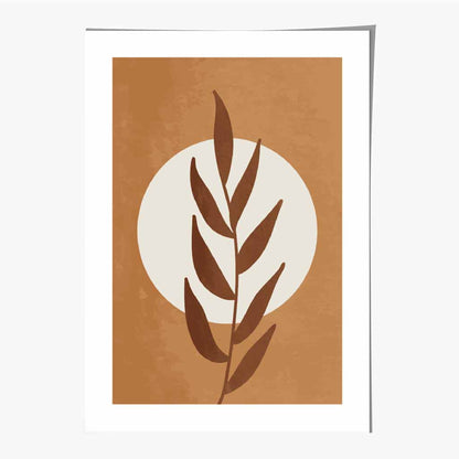 Boho Botanical Orange, Beige Leaf Art Print | Wall Art Plaza