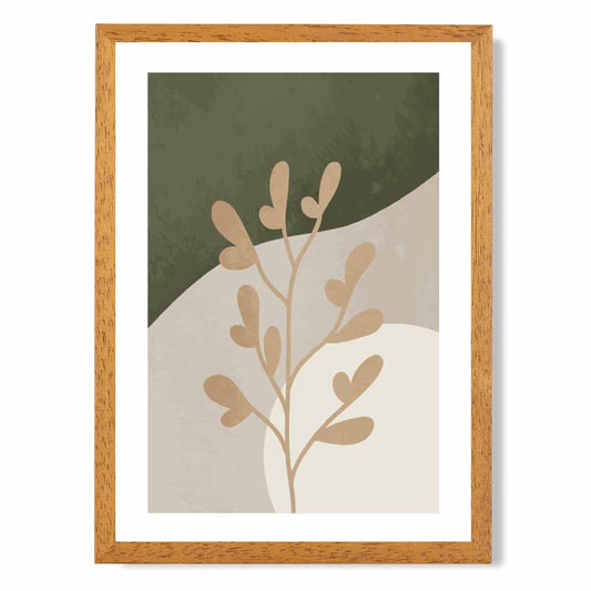 Boho Botanical Green, Beige Flower No 2 Art Print | Wall Art Plaza