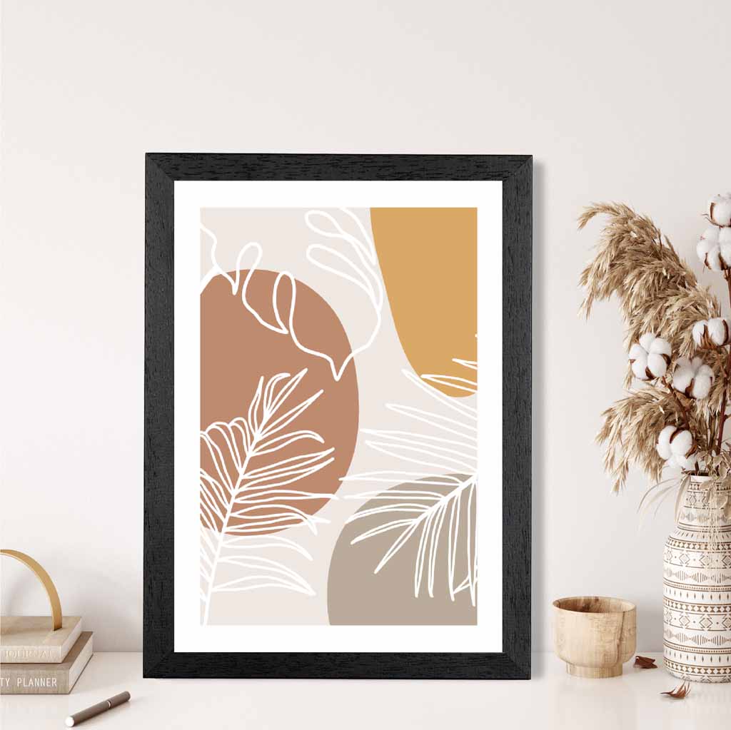 Modern Beige, Yellow Botanical Art Poster | Wall Art Plaza