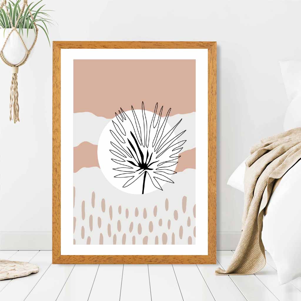 Modern Abstract Pink Sketch Botanical No 3 Art Print | Wall Art Plaza