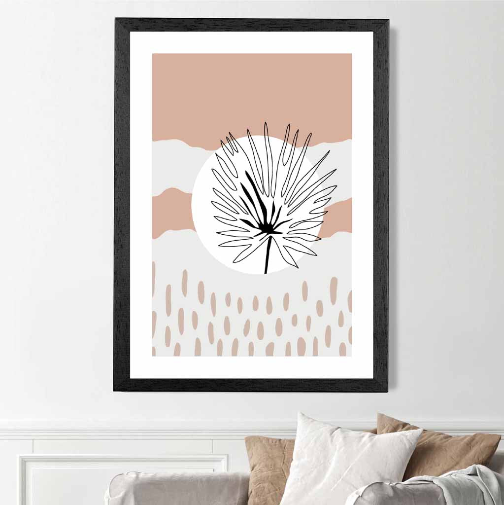 Modern Abstract Pink Sketch Botanical No 3 Art Print | Wall Art Plaza