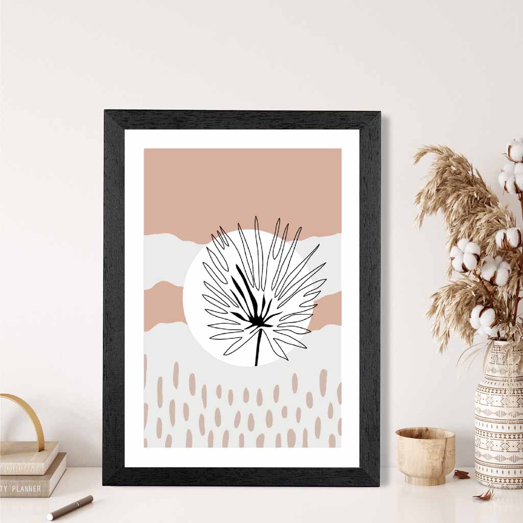 Modern Abstract Pink Sketch Botanical No 3 Art Print | Wall Art Plaza