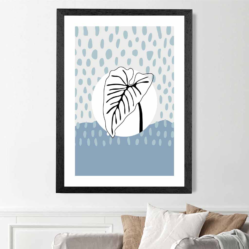 Modern Abstract Blue Sketch Botanical No 1 Art Print | Wall Art Plaza