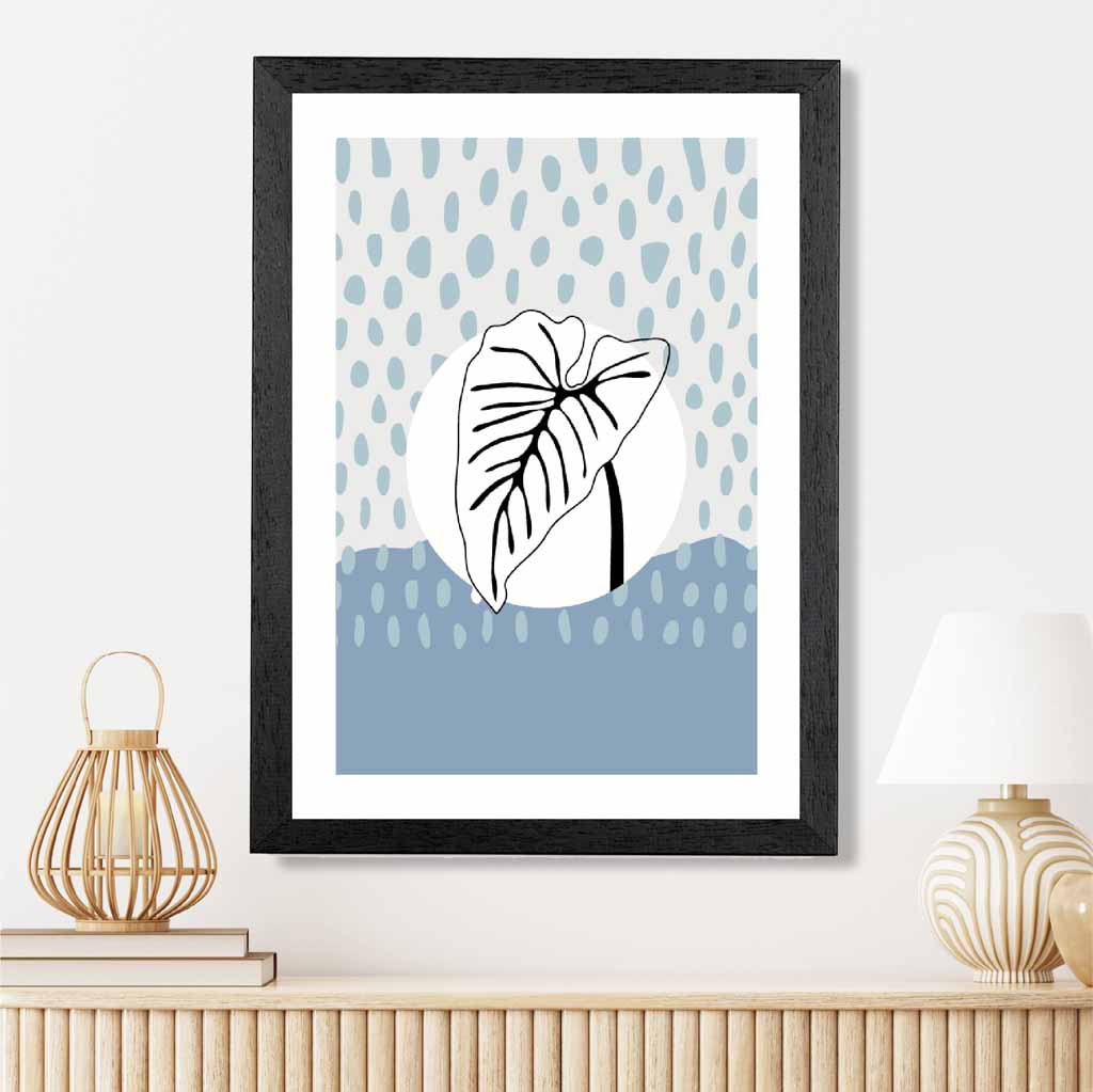 Modern Abstract Blue Sketch Botanical No 1 Art Print | Wall Art Plaza