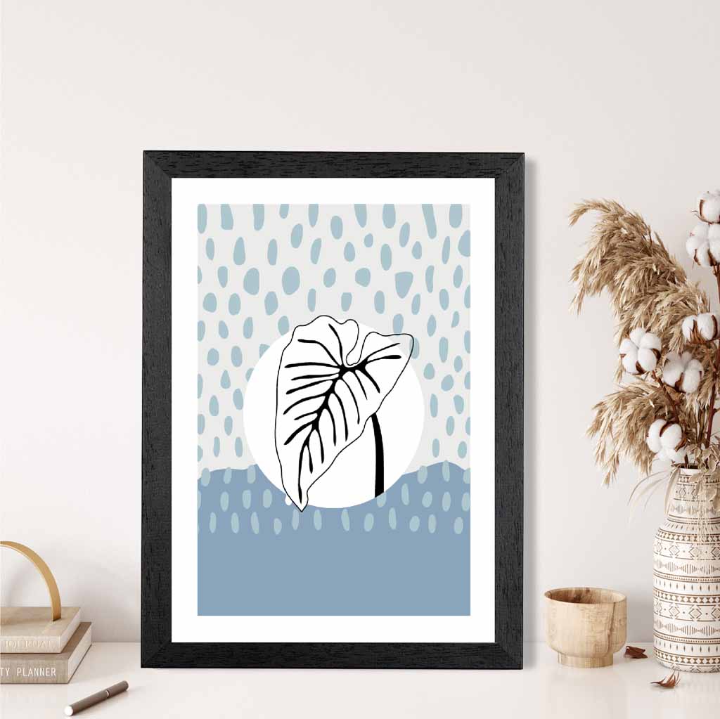 Modern Abstract Blue Sketch Botanical No 1 Art Print | Wall Art Plaza