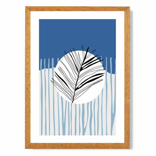 Modern Abstract Blue Sketch Botanical No 2 Art Print | Wall Art Plaza