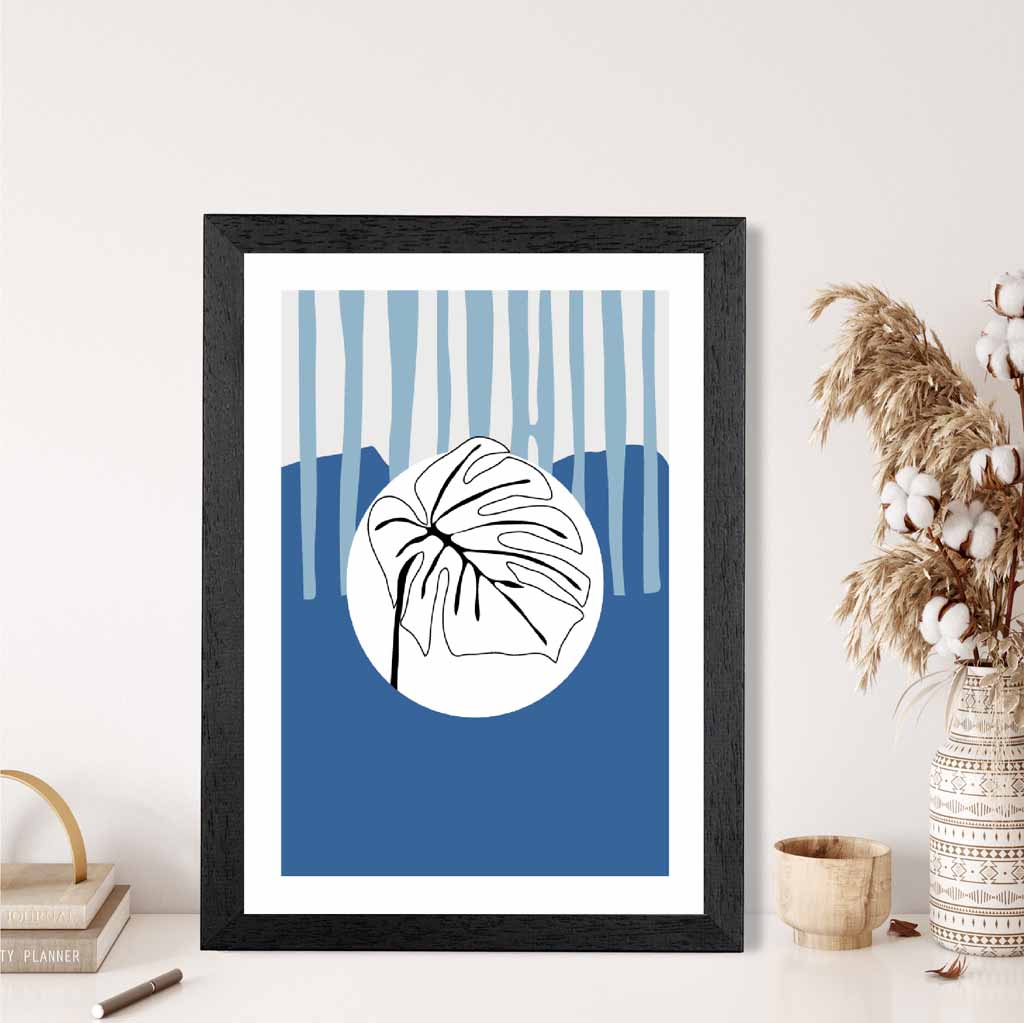 Modern Abstract Blue Sketch Botanical No 4 Art Print | Wall Art Plaza