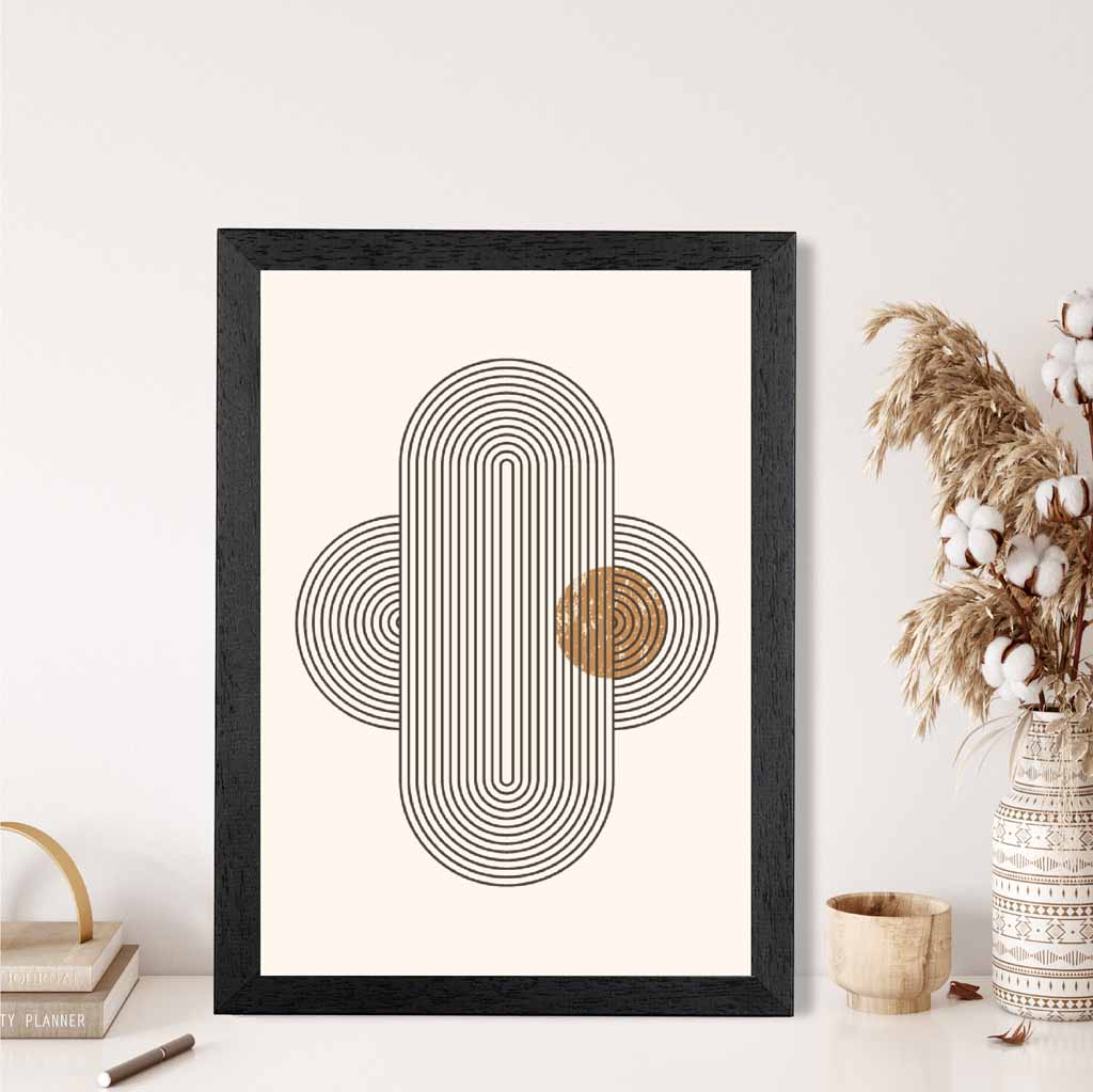 Modern Graphical Beige, Brown Geometric Arches No 1 Art Poster | Wall Art Plaza