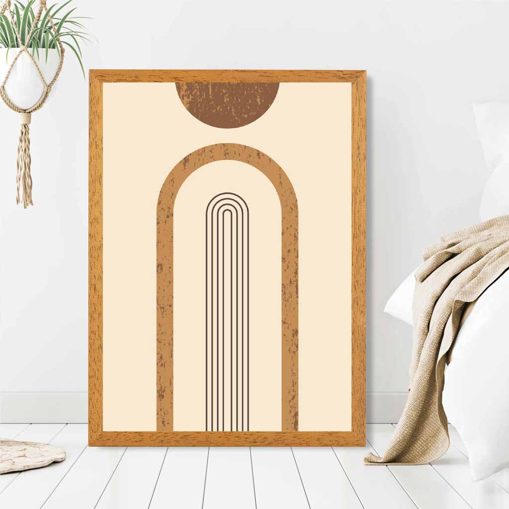 Modern Graphical Beige, Brown Geometric Arches No 2 Art Poster | Wall Art Plaza