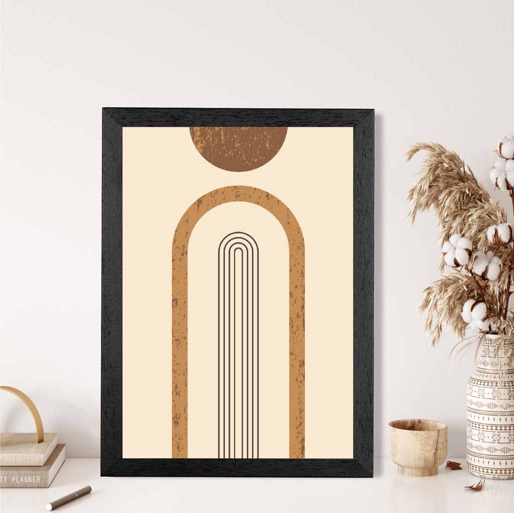 Modern Graphical Beige, Brown Geometric Arches No 2 Art Poster | Wall Art Plaza