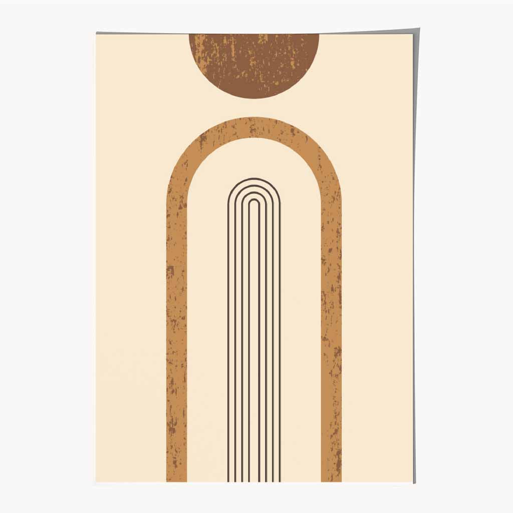 Modern Graphical Beige, Brown Geometric Arches No 2 Art Poster | Wall Art Plaza