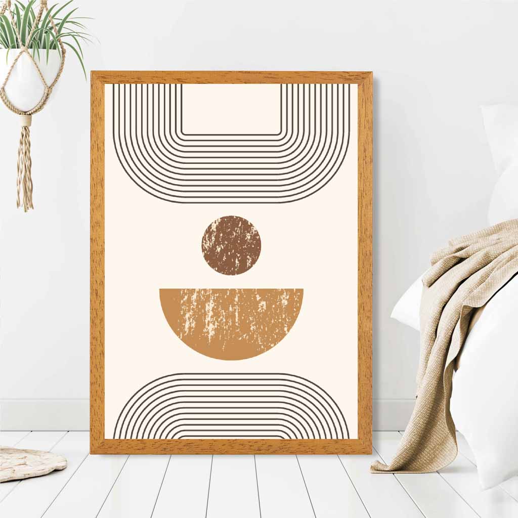 Modern Graphical Beige, Brown Geometric Arches No 3 Art Poster | Wall Art Plaza