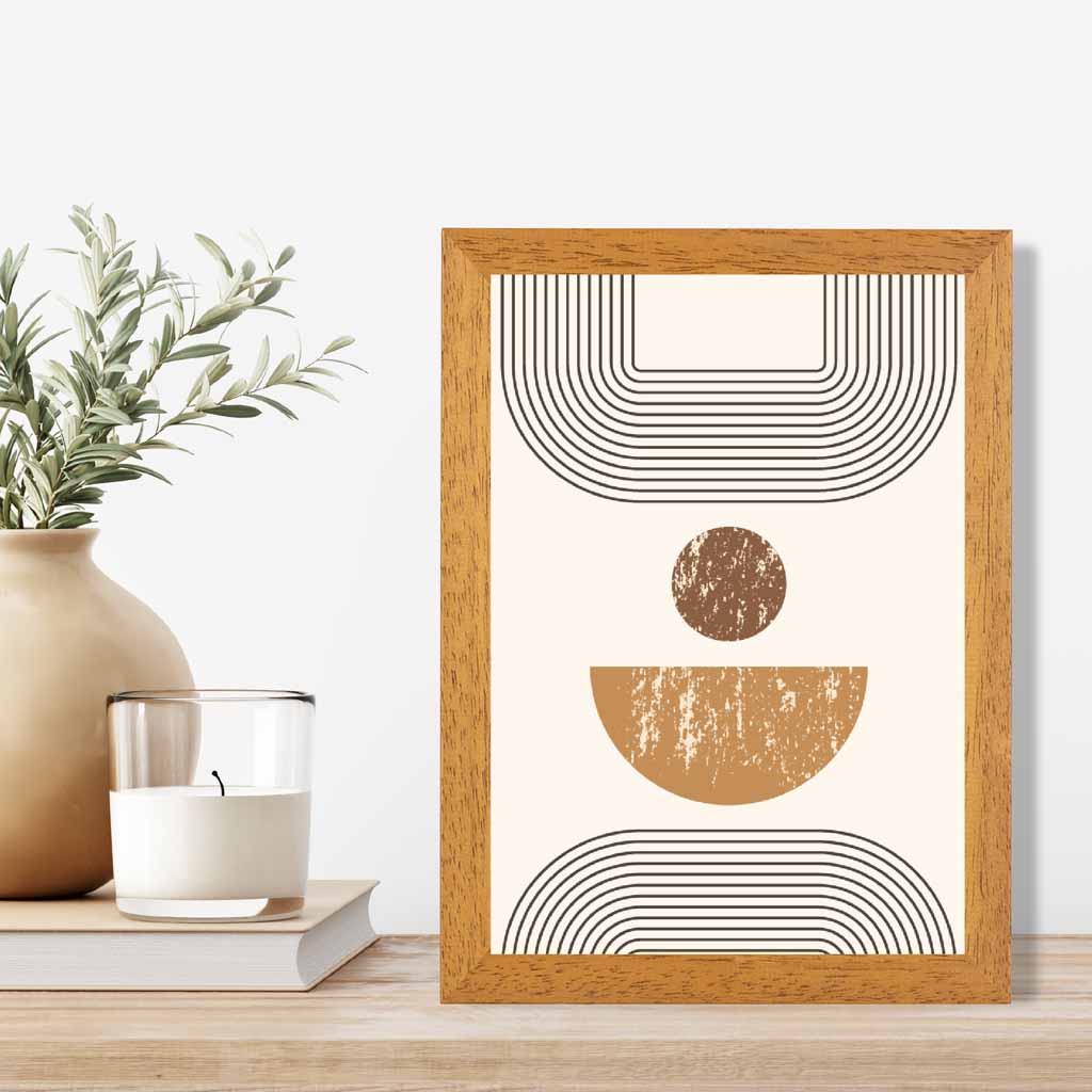 Modern Graphical Beige, Brown Geometric Arches No 3 Art Poster | Wall Art Plaza