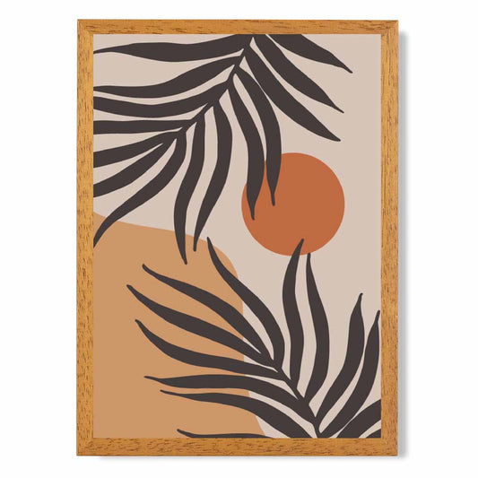 Boho Botanical Brown, Orange Leaf No 1 Art Print | Wall Art Plaza