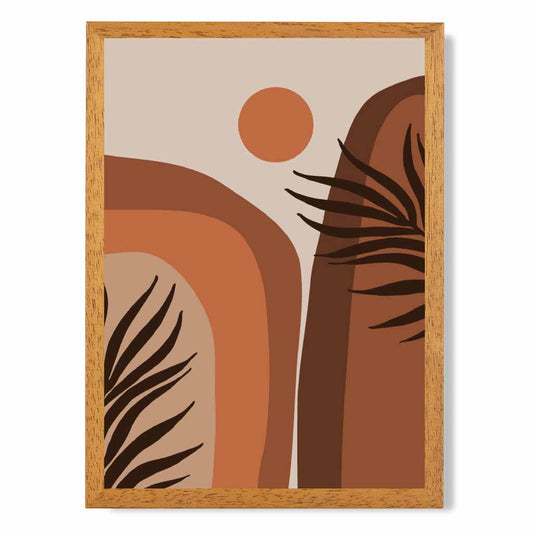 Boho Botanical Brown, Orange Leaf No 3 Art Print | Wall Art Plaza