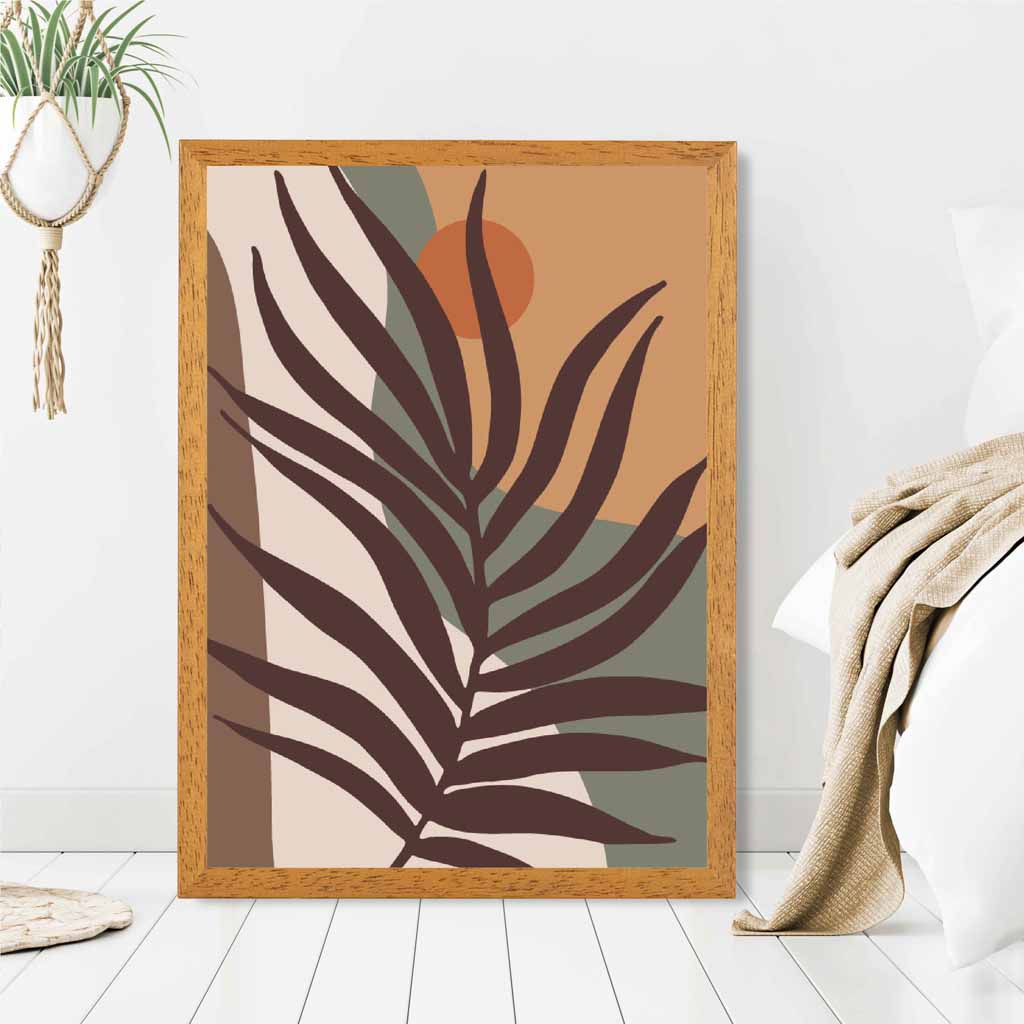 Boho Botanical Brown, Orange Leaf No 4 Art Print | Wall Art Plaza