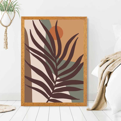 Boho Botanical Brown, Orange Leaf No 4 Art Print | Wall Art Plaza