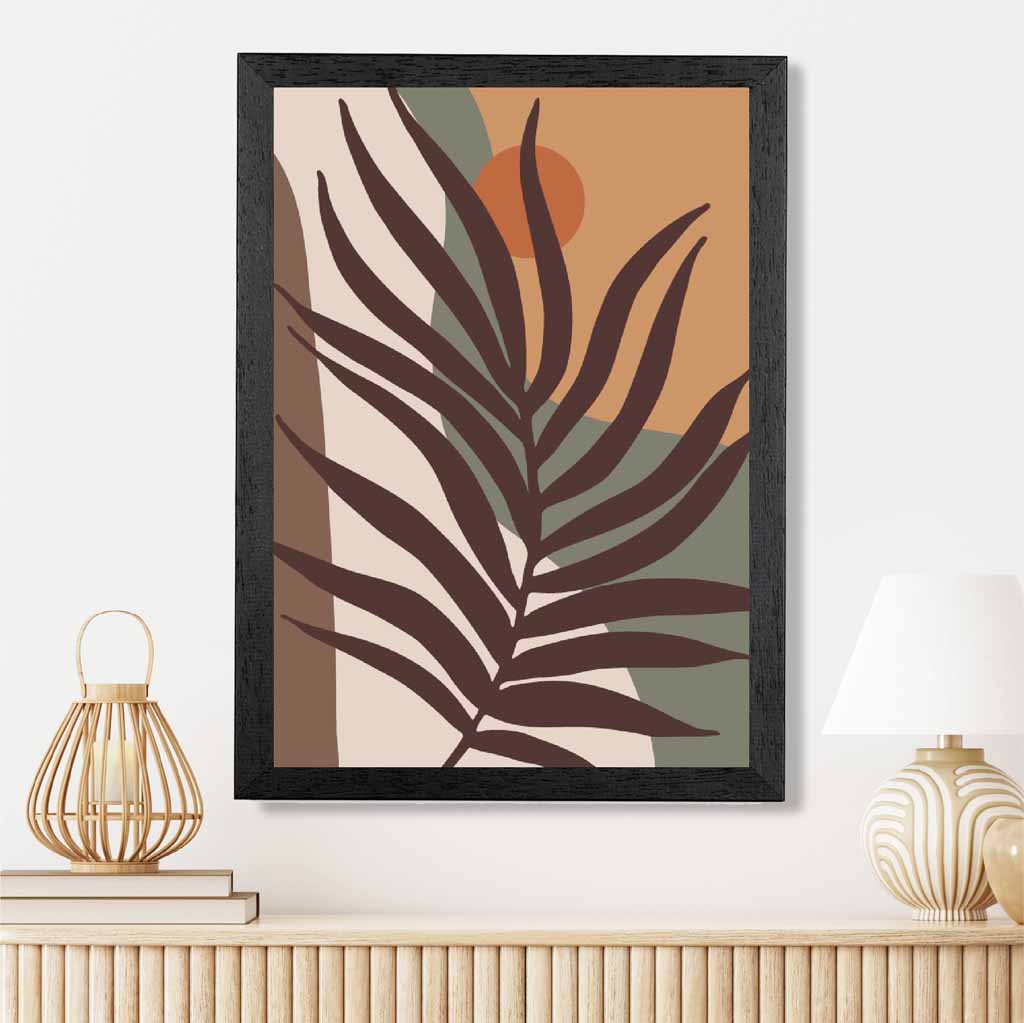 Boho Botanical Brown, Orange Leaf No 4 Art Print | Wall Art Plaza
