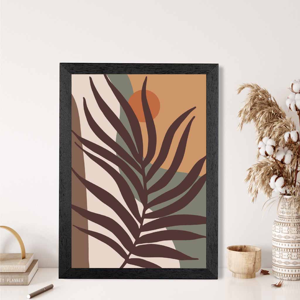 Boho Botanical Brown, Orange Leaf No 4 Art Print | Wall Art Plaza