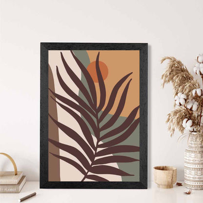 Boho Botanical Brown, Orange Leaf No 4 Art Print | Wall Art Plaza