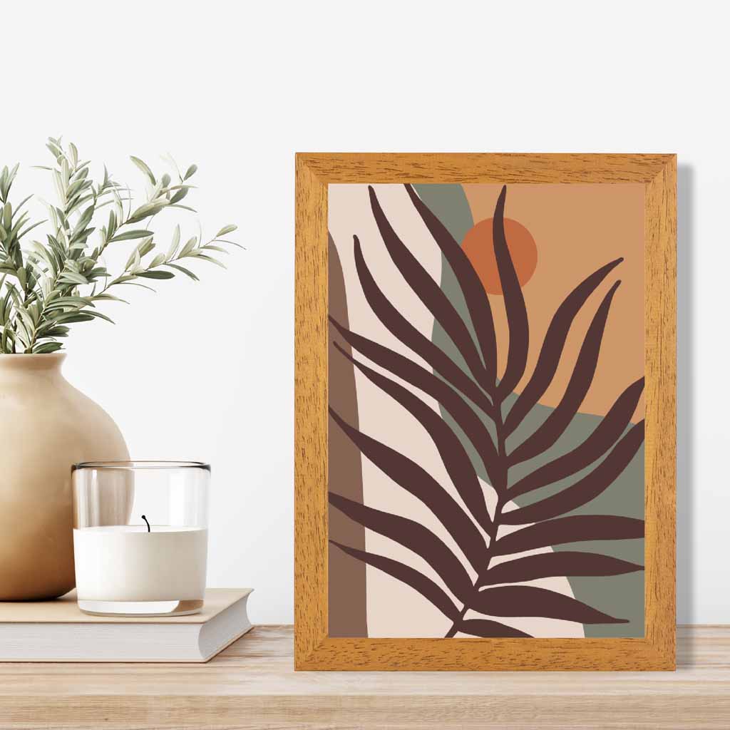 Boho Botanical Brown, Orange Leaf No 4 Art Print | Wall Art Plaza
