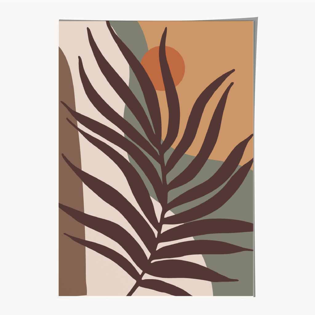 Boho Botanical Brown, Orange Leaf No 4 Art Print | Wall Art Plaza