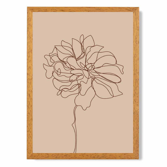  Line Art Beige, Brown Sketch Flower No 1 Art Print | Wall Art Plaza