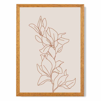  Line Art Ivory, Brown Sketch Flower No 2 Art Print | Wall Art Plaza