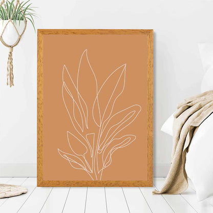  Line Art Orange, Ivory Sketch Flower No 3 Art Print | Wall Art Plaza