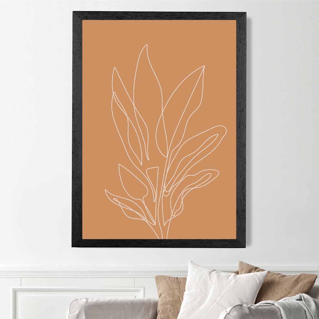  Line Art Orange, Ivory Sketch Flower No 3 Art Print | Wall Art Plaza