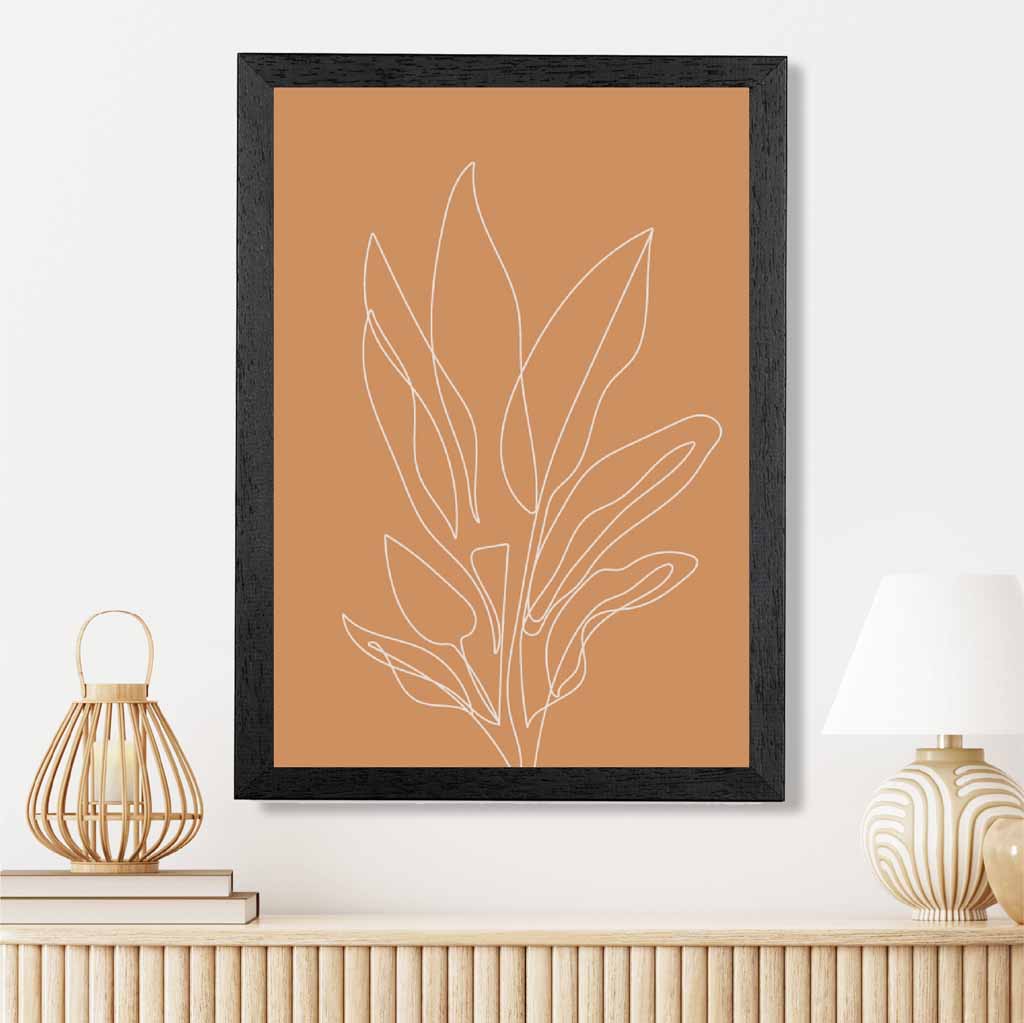  Line Art Orange, Ivory Sketch Flower No 3 Art Print | Wall Art Plaza