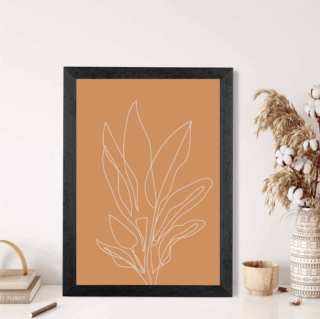  Line Art Orange, Ivory Sketch Flower No 3 Art Print | Wall Art Plaza