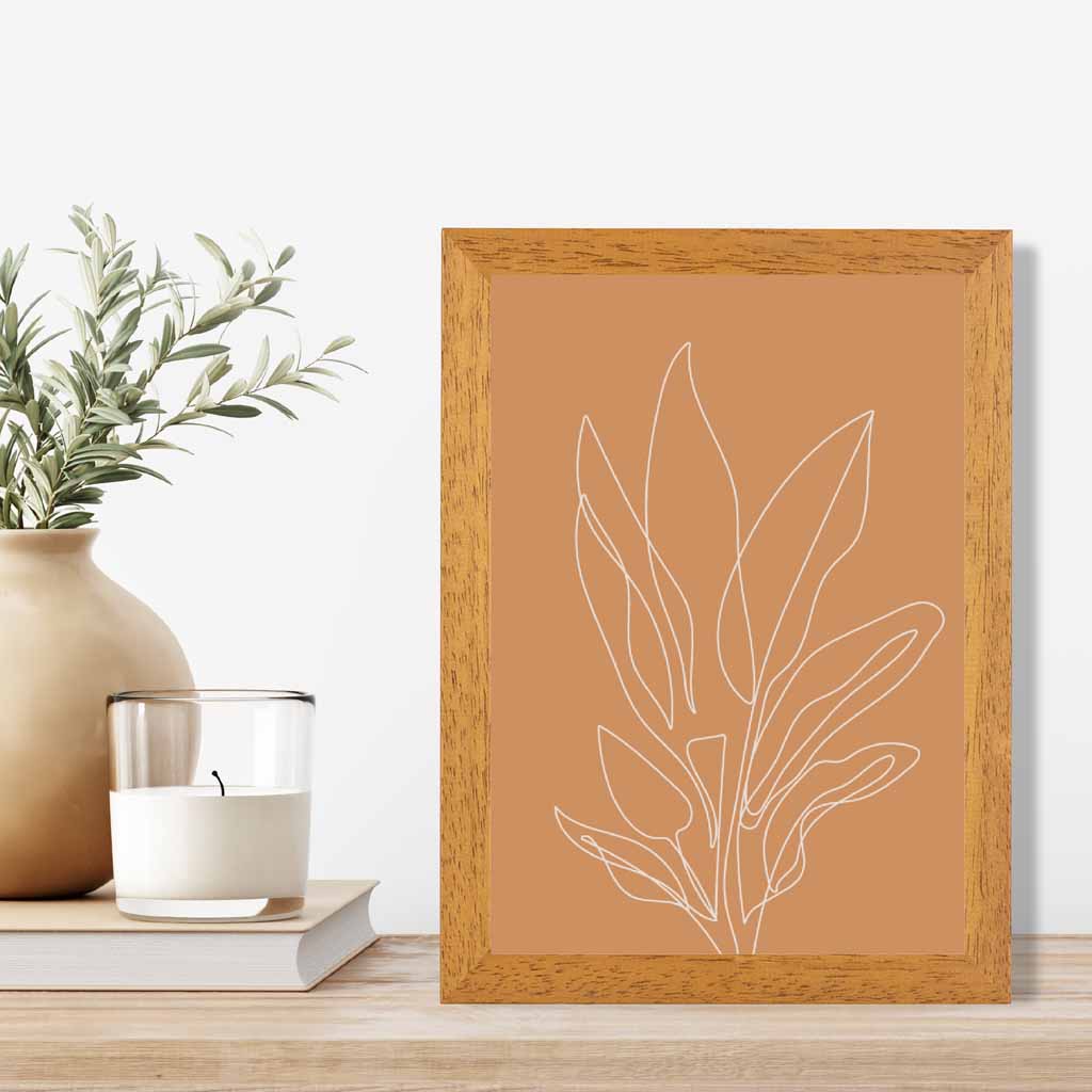  Line Art Orange, Ivory Sketch Flower No 3 Art Print | Wall Art Plaza