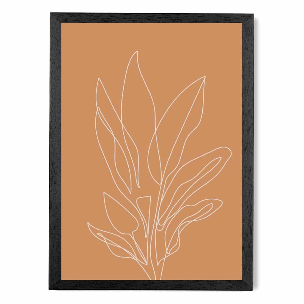  Line Art Orange, Ivory Sketch Flower No 3 Art Print | Wall Art Plaza