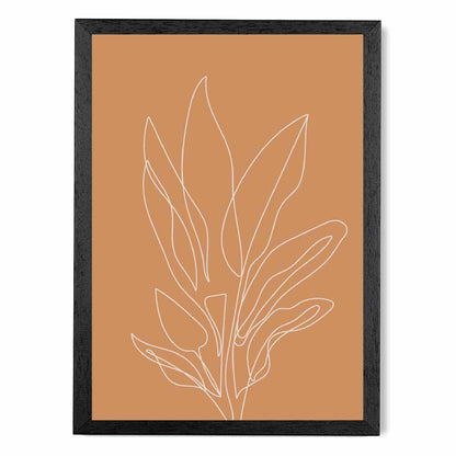  Line Art Orange, Ivory Sketch Flower No 3 Art Print | Wall Art Plaza