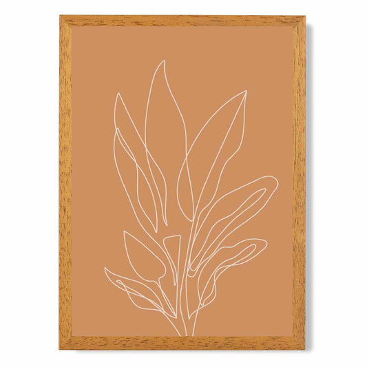  Line Art Orange, Ivory Sketch Flower No 3 Art Print | Wall Art Plaza