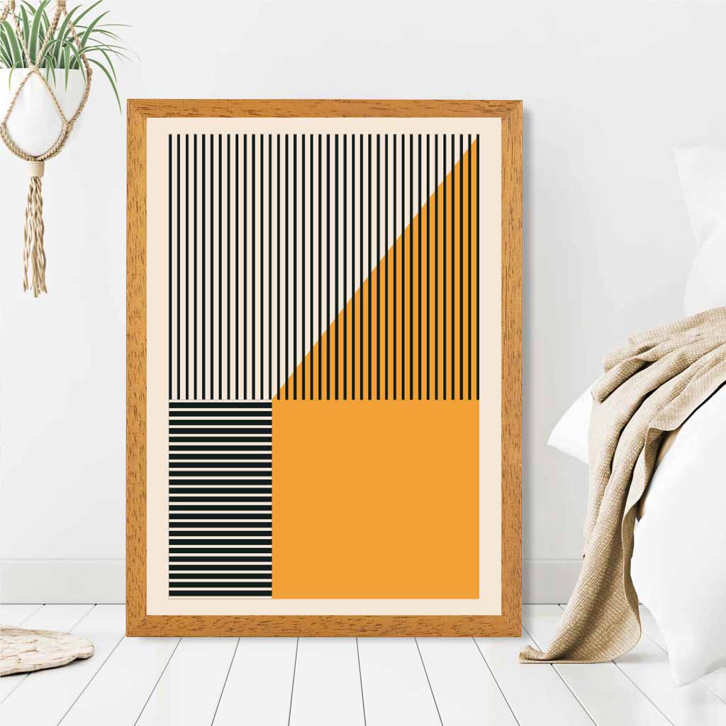 Mid Century Orange, Black Shapes No 1 Art Print | Wall Art Plaza