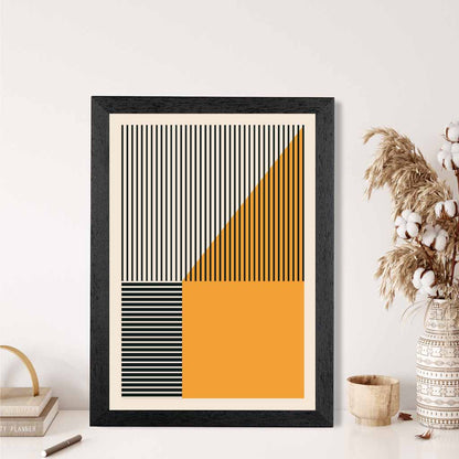 Mid Century Orange, Black Shapes No 1 Art Print | Wall Art Plaza