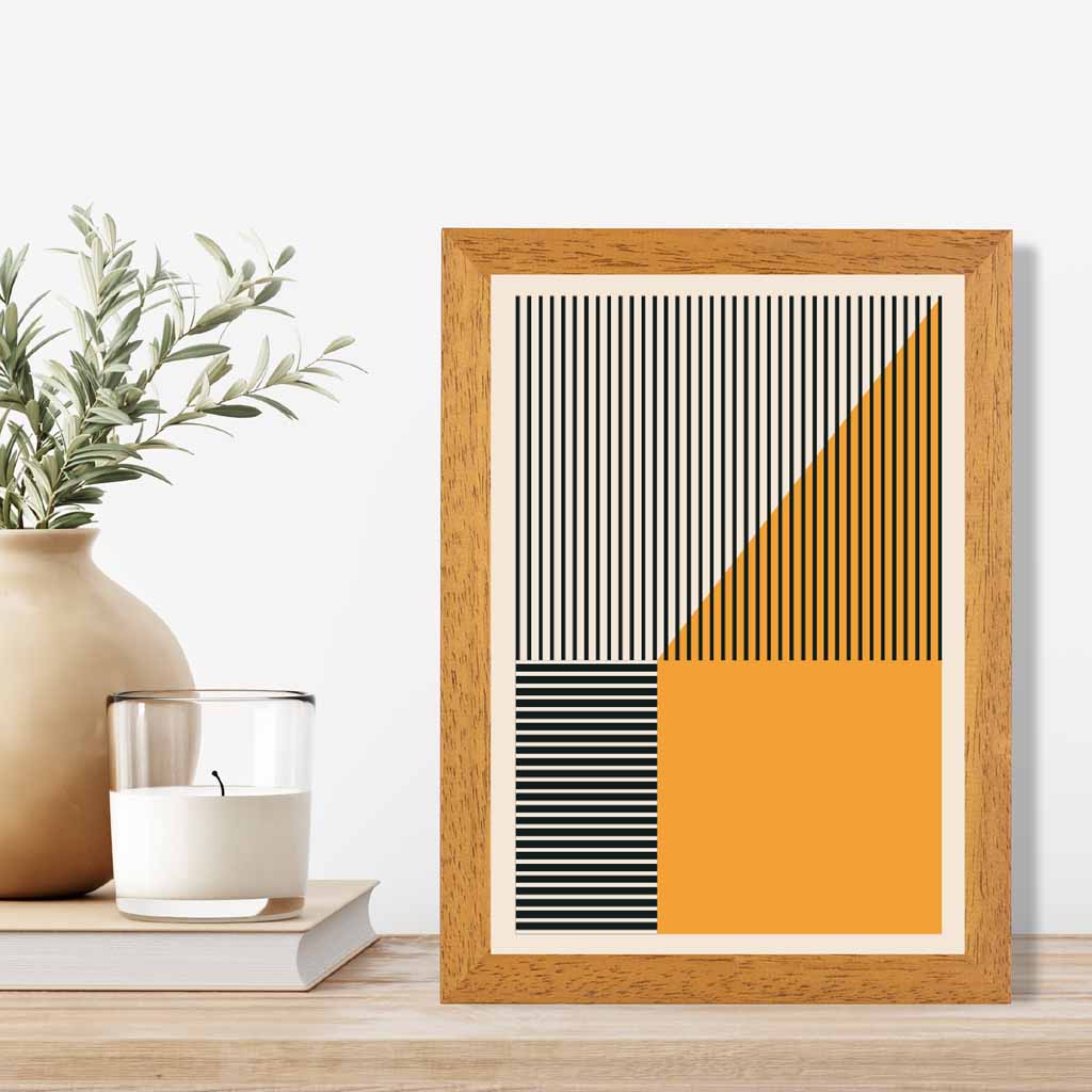 Mid Century Orange, Black Shapes No 1 Art Print | Wall Art Plaza