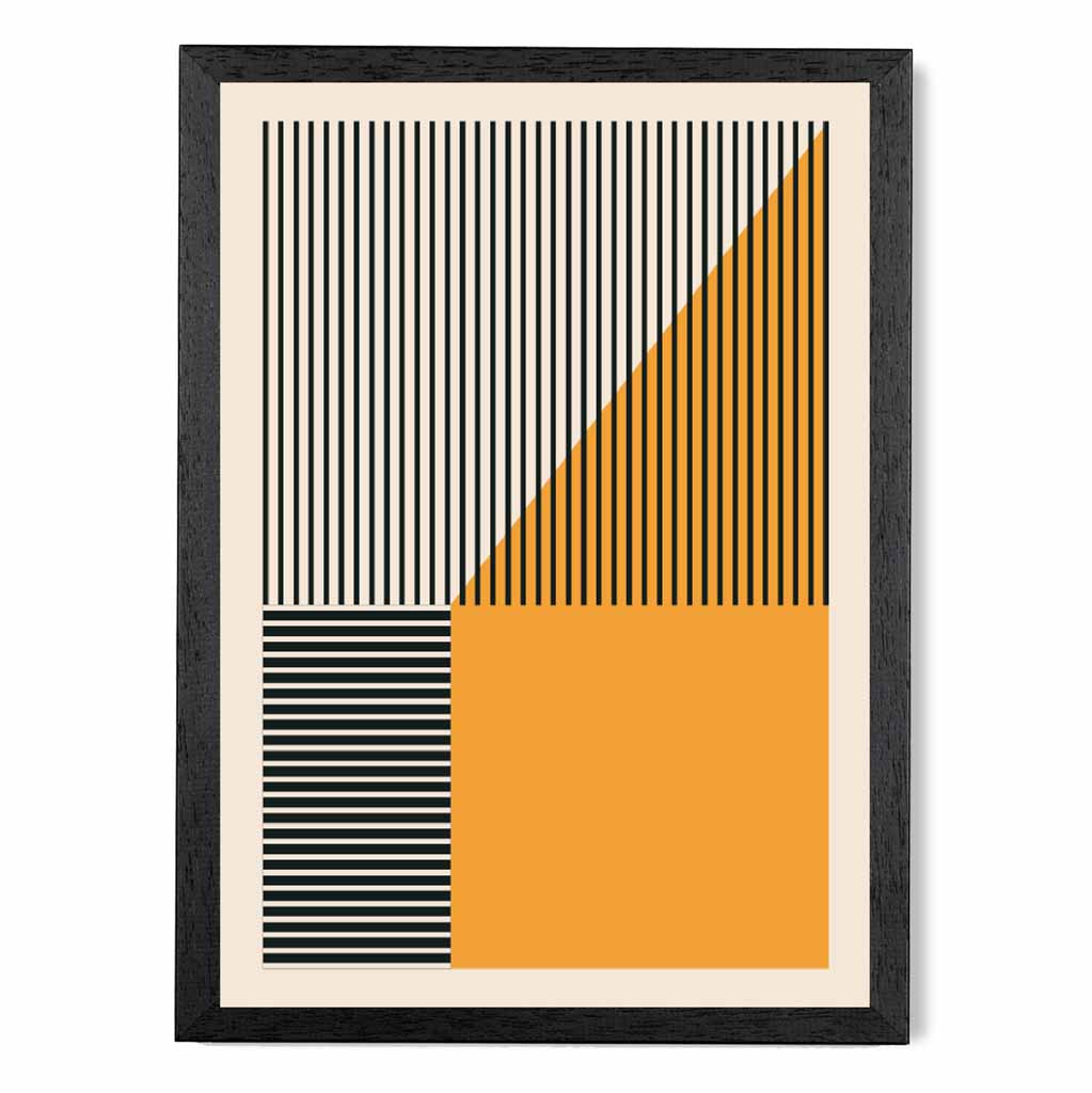 Mid Century Orange, Black Shapes No 1 Art Print | Wall Art Plaza