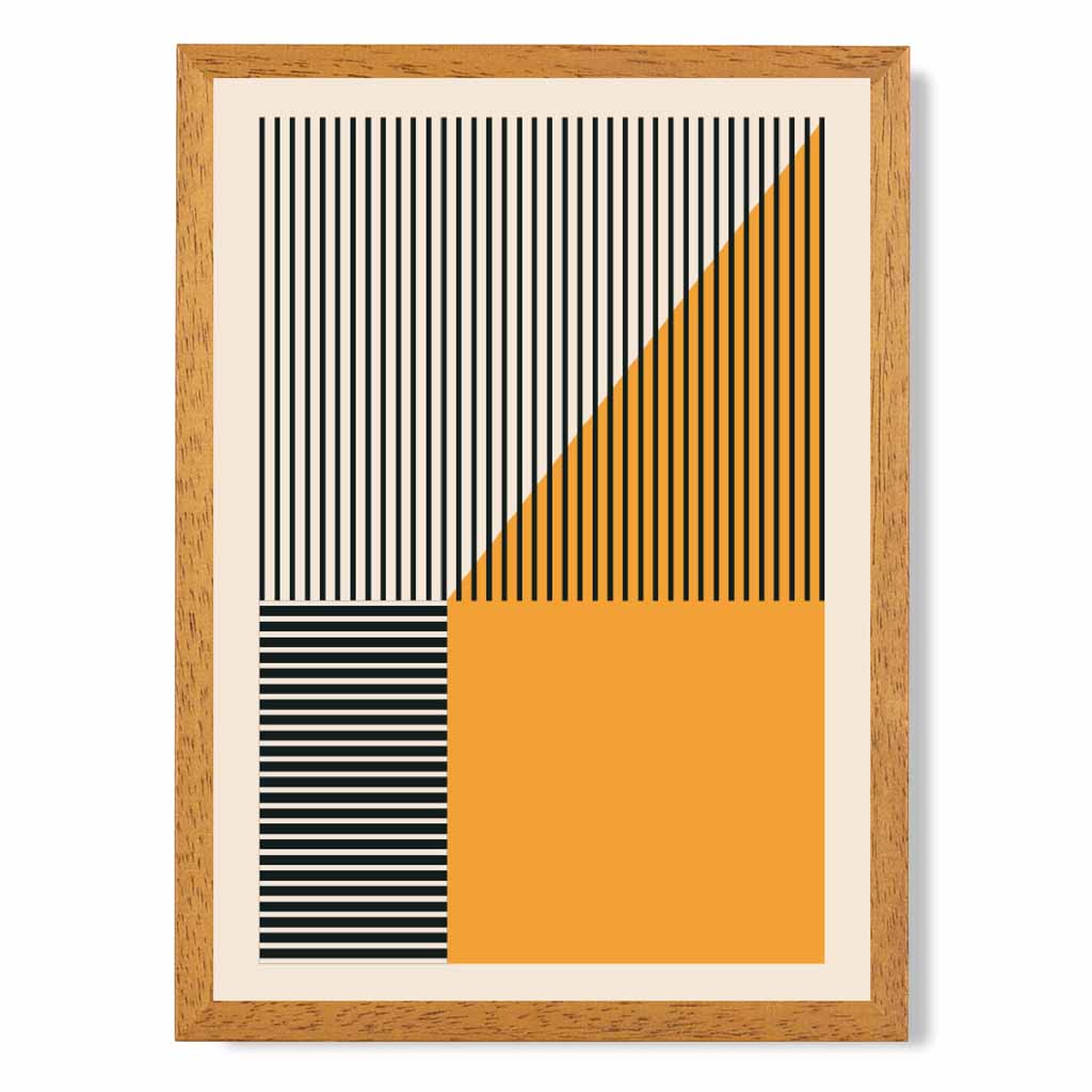 Mid Century Orange, Black Shapes No 1 Art Print | Wall Art Plaza