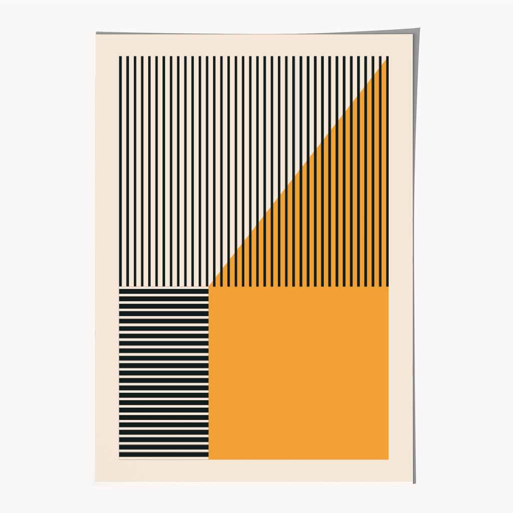 Mid Century Orange, Black Shapes No 1 Art Print | Wall Art Plaza