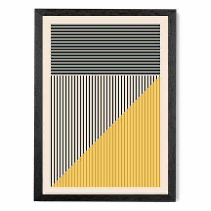 Mid Century Yellow, Black Shapes No 4 Art Print | Wall Art Plaza