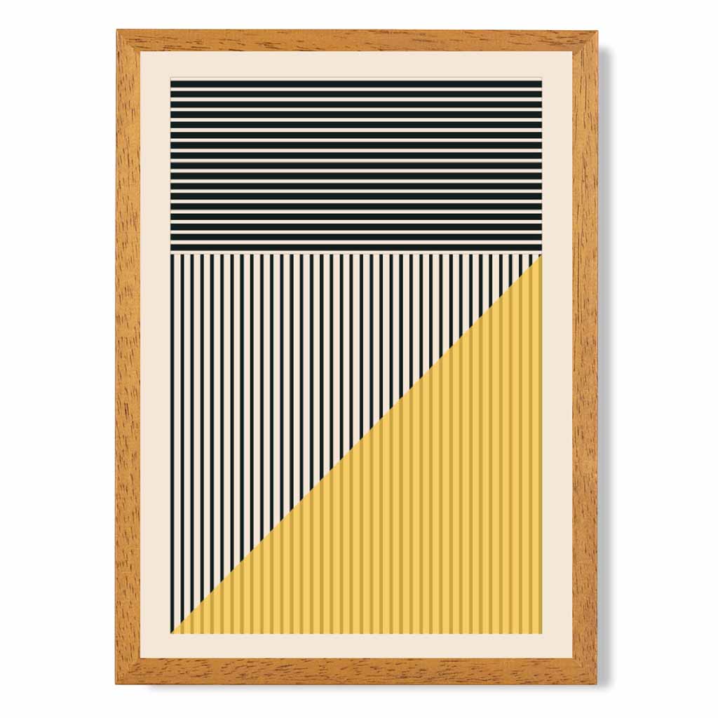 Mid Century Yellow, Black Shapes No 4 Art Print | Wall Art Plaza