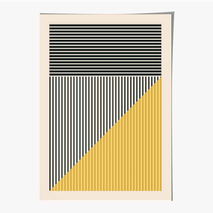 Mid Century Yellow, Black Shapes No 4 Art Print | Wall Art Plaza