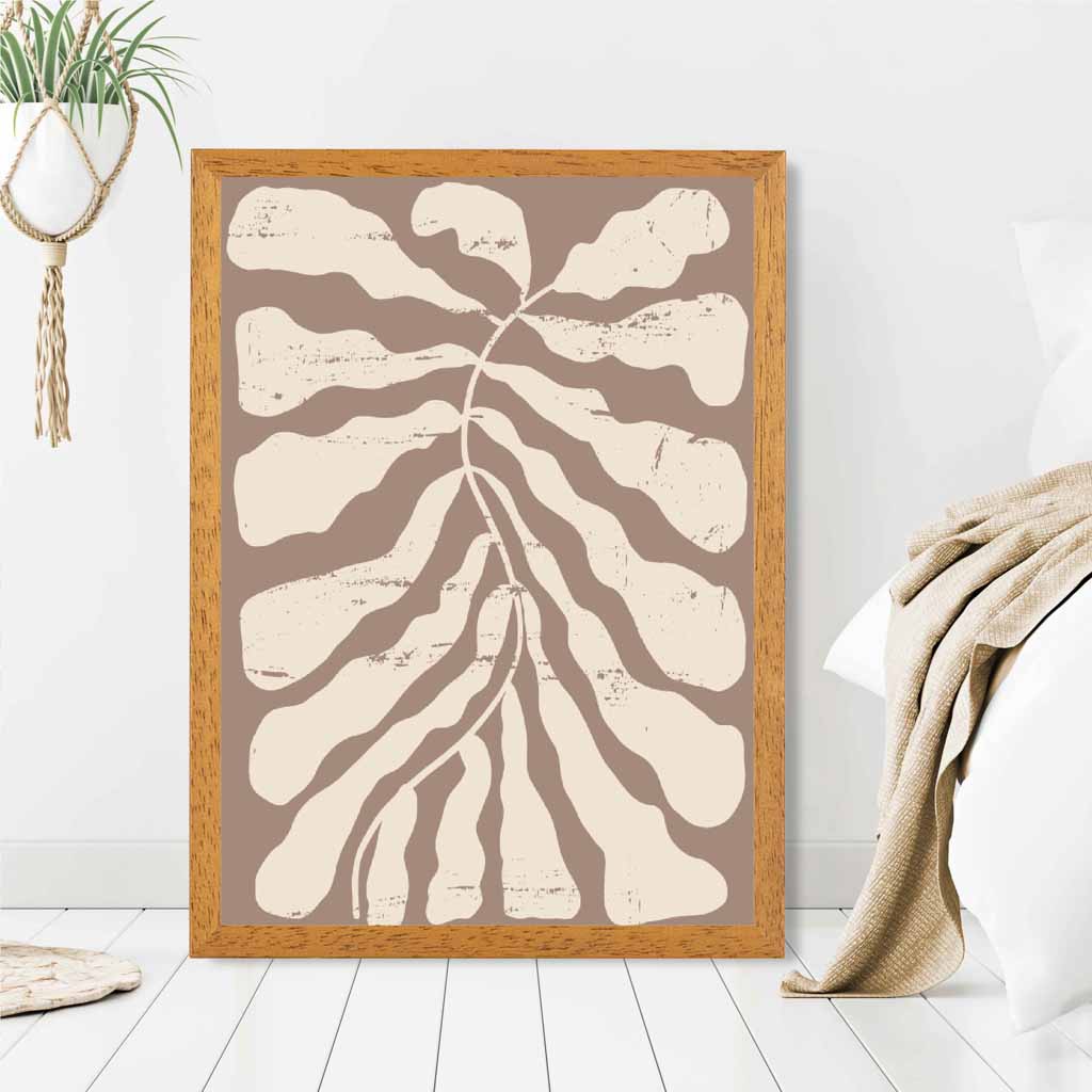 Modern Abstract Beige, Cream Floral Shape No 1 Art Print | Wall Art Plaza