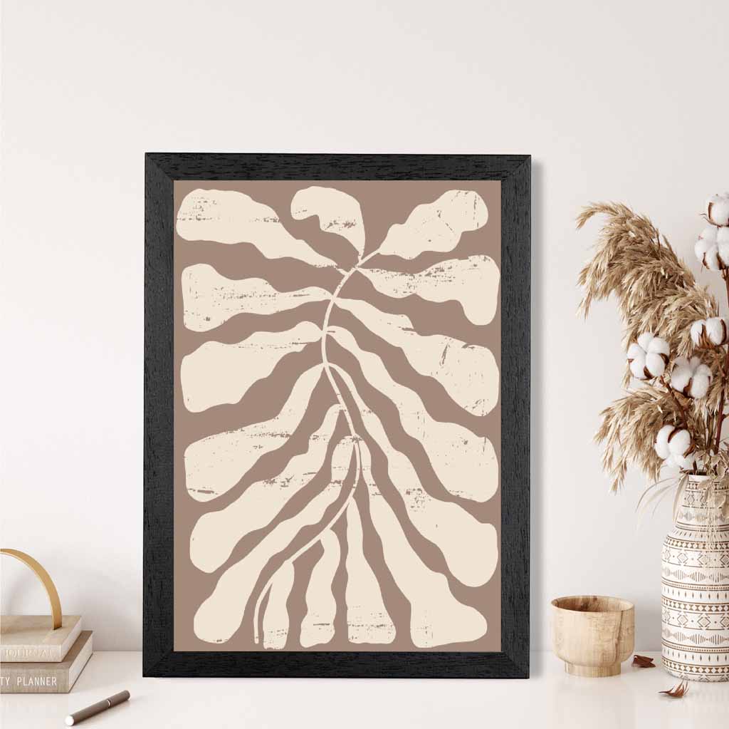 Modern Abstract Beige, Cream Floral Shape No 1 Art Print | Wall Art Plaza